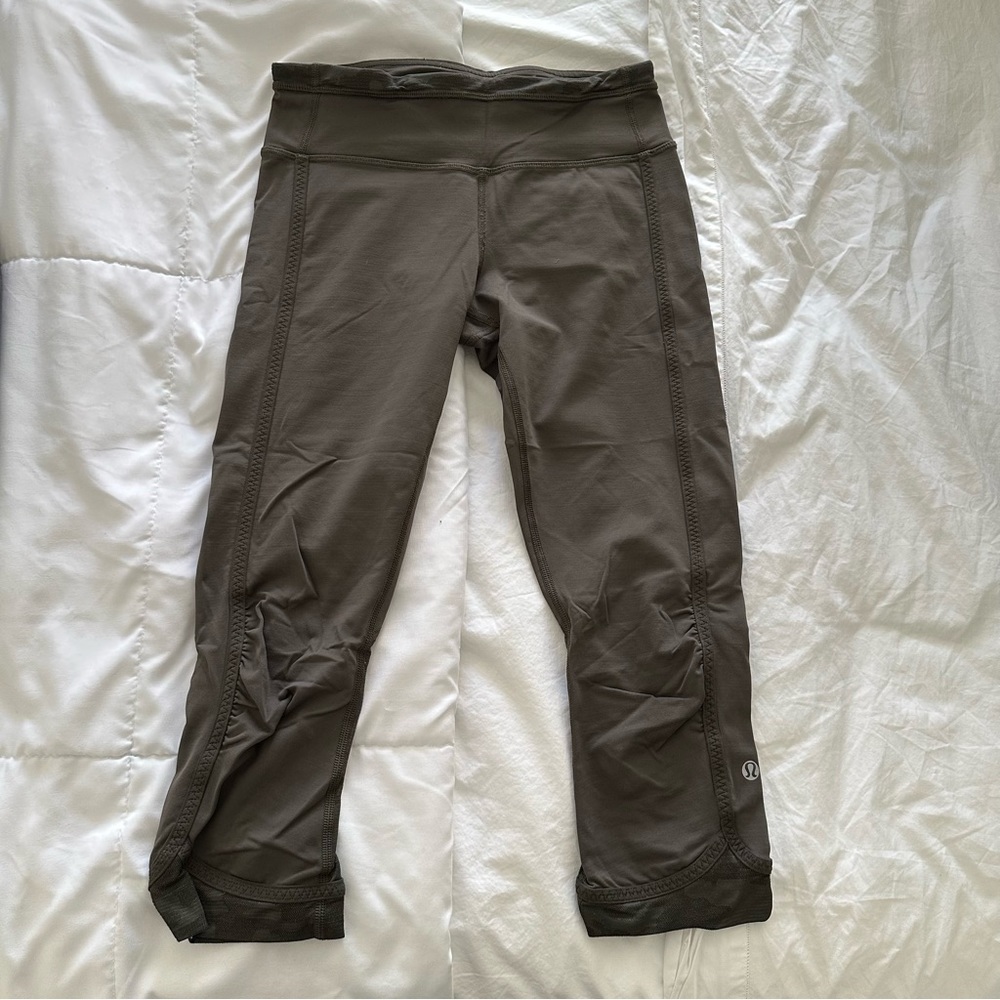 Lululemon military green crop mesh leggings